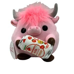 Snackles Ross the Pink Highland Cow & Strawberry Milk Plush 8" Series 3 NWT NEW